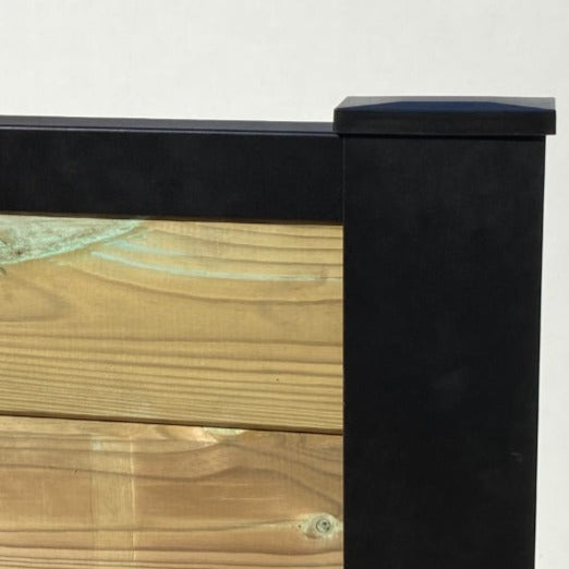 schuttingplanken in zwart stalen frame
