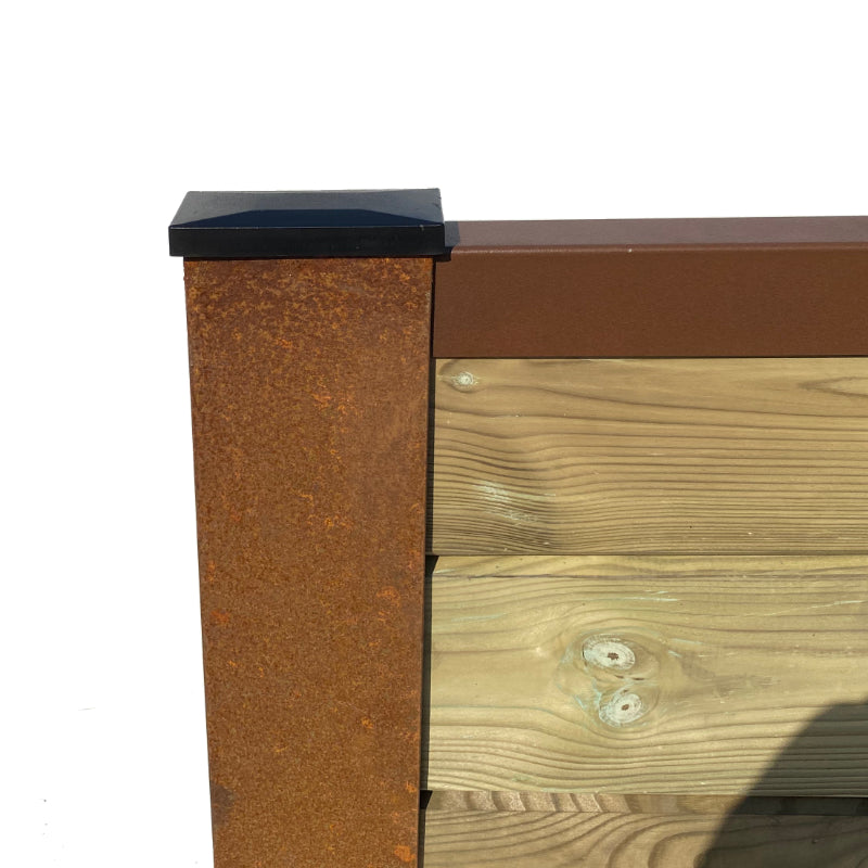 houten schutting in cortenstalen frame